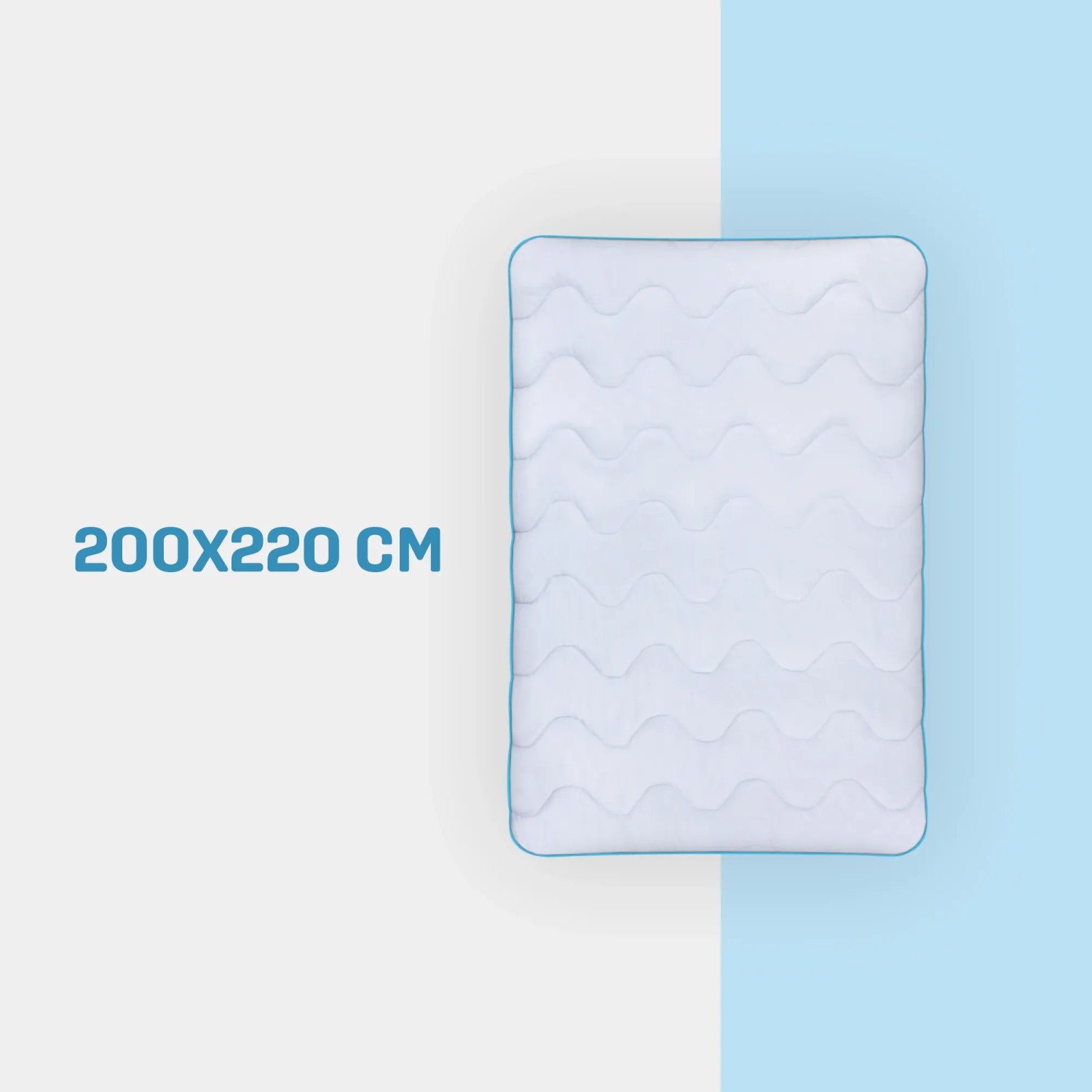 Bestlivings 4-Jahreszeitenbettdecke 200x220 cm mit blauer Biese, gesteppt.