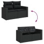 Schwarze 11-tlg. vidaXL Garten-Sofagarnitur aus Polyrattan mit Kissen und Stauraum.