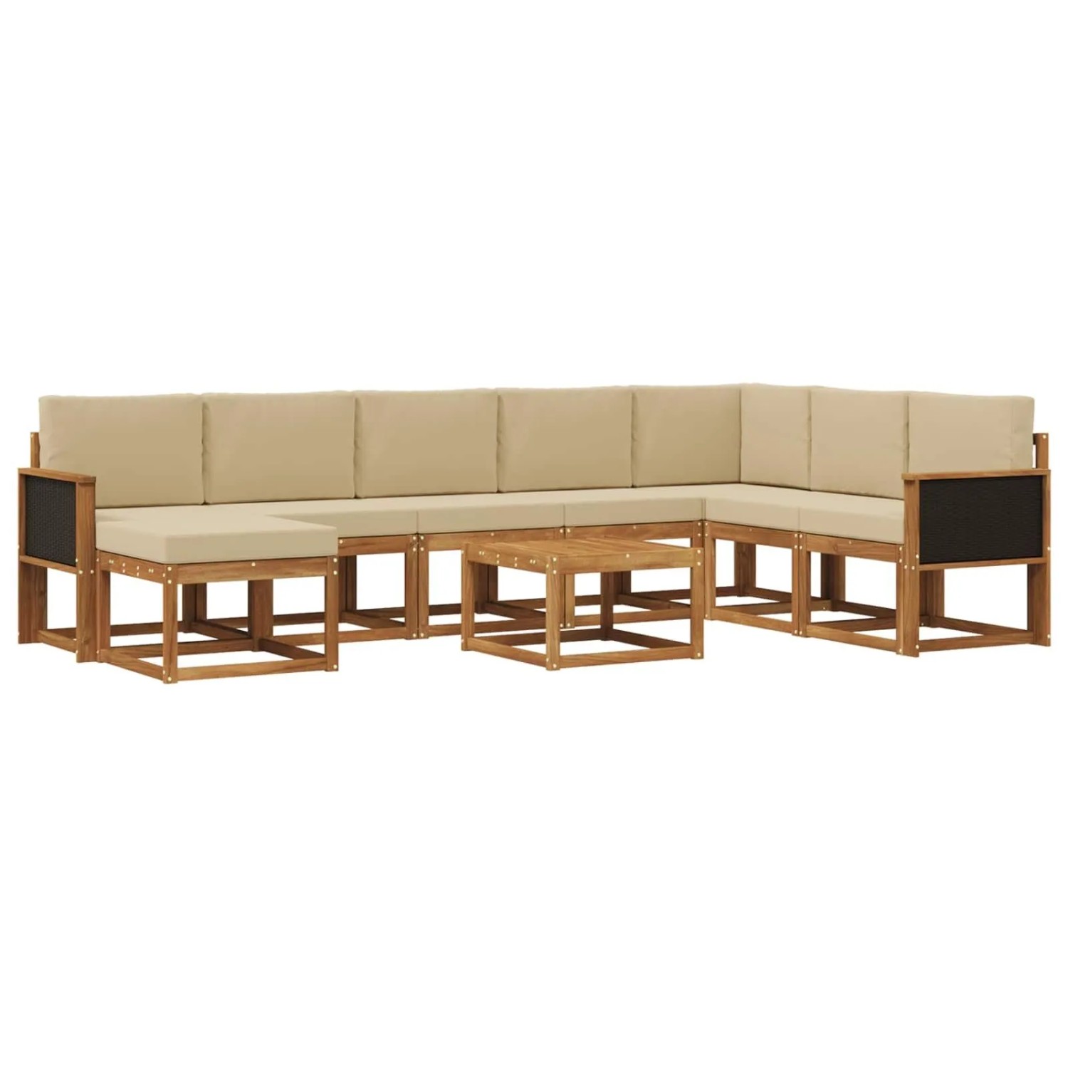 vidaXL Outdoor-Sofagarnitur 9 Stk Natur und Beige Massivholz Akazie 3385464