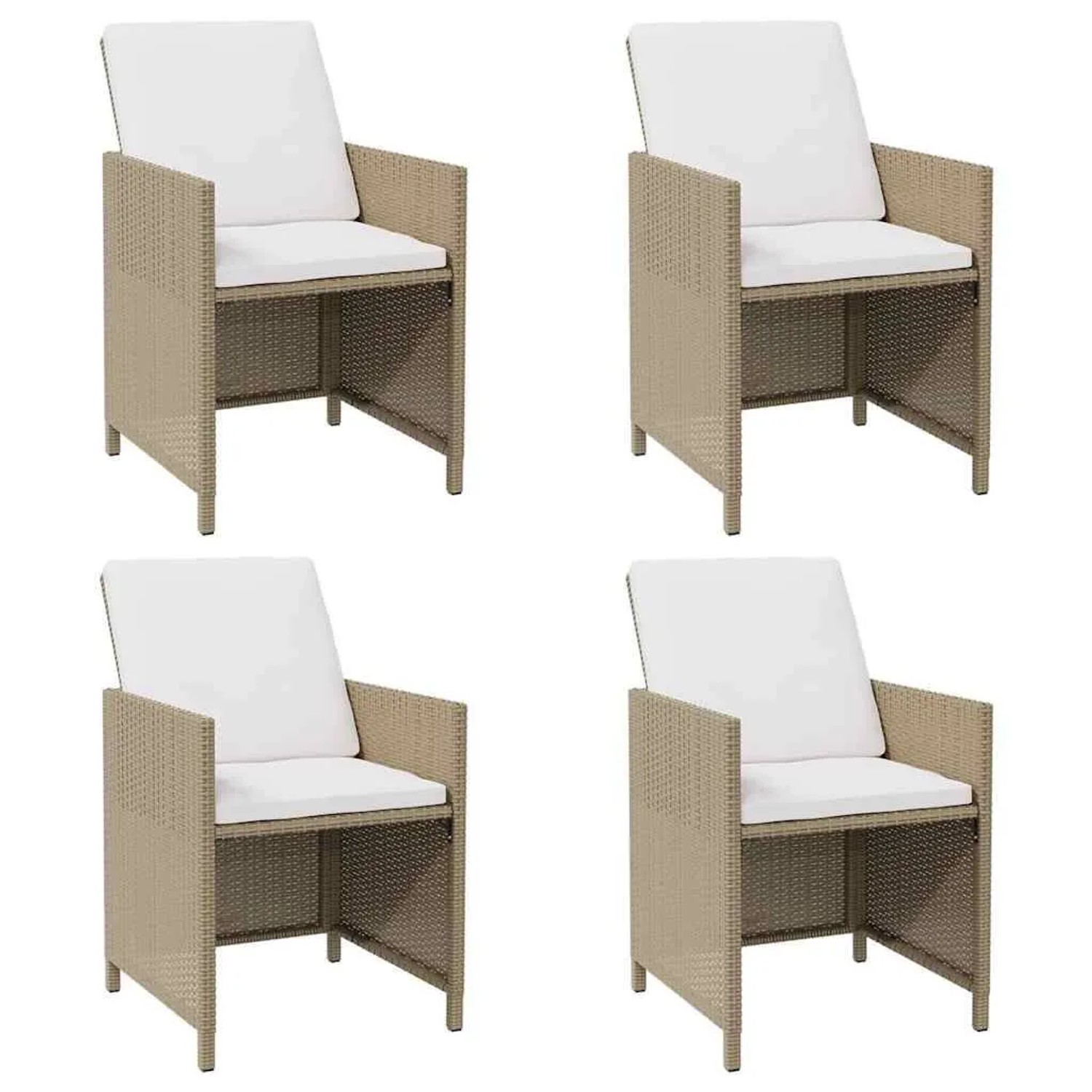 Furnicato Gartenstühle Mit Kissen 4 Stk Poly Rattan Beige