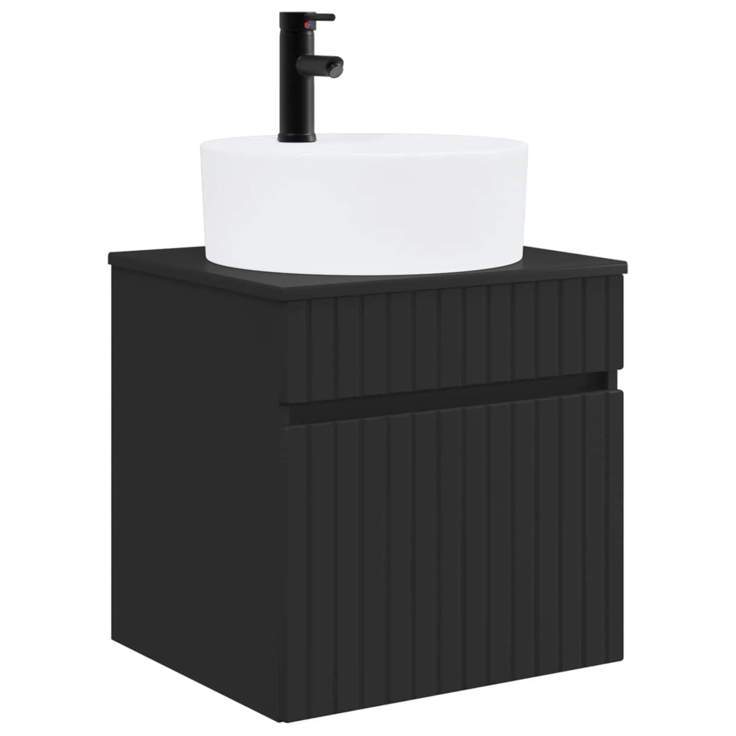 vidaXL Wandmontierte Waschbecken-Vanität Schwarz 49 x 44,5 x 65 cm 890593