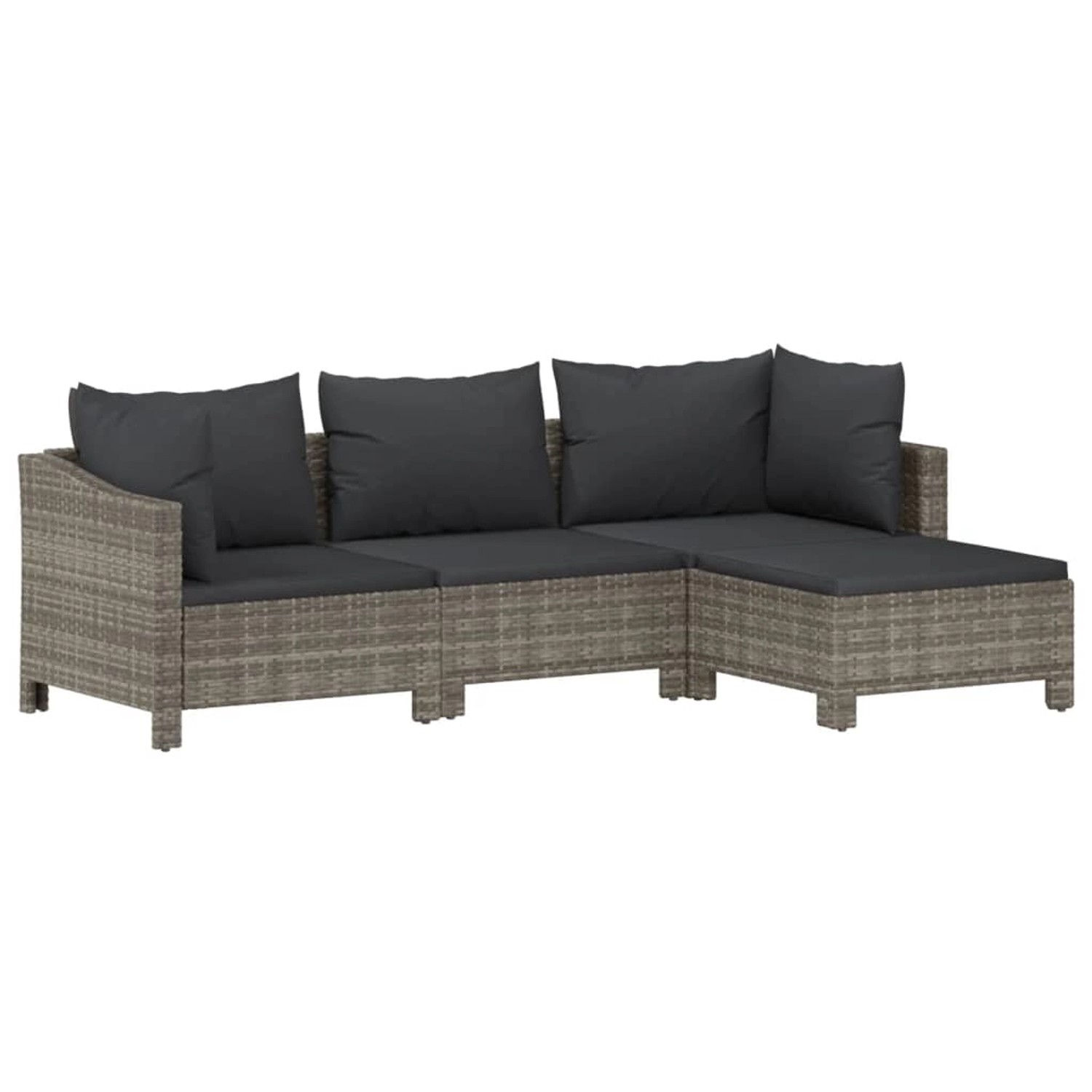 vidaXL 4-tlg Garten-Lounge-Set mit Kissen Grau Poly Rattan Modell 26 günstig online kaufen