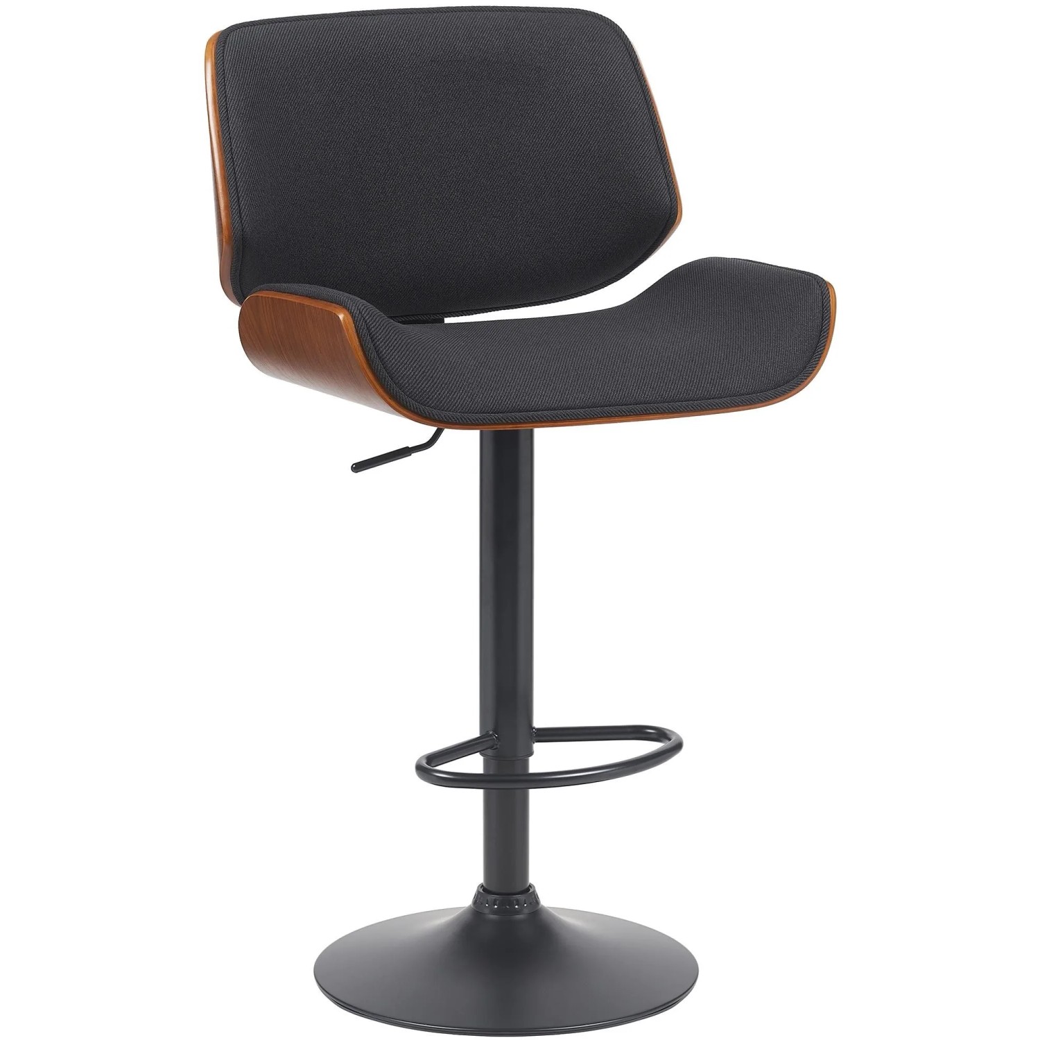 DELUKE Barhocker LOTUN Stoff Walnuss/schwarz 55x51x93cm Barstuhl Höhenverstellbar Mit Lehne Drehbar Tresenhocker Tresens...