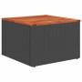 vidaXL Gartentisch: Schwarzes Poly Rattan mit Akazienholzplatte, Teil der Garten-Sofagarnitur.
