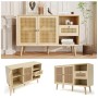 Merax Sideboard 120x40x80 cm Eiche Rattan 1 Schublade 2 Türen Verstellbare Ablagen_9