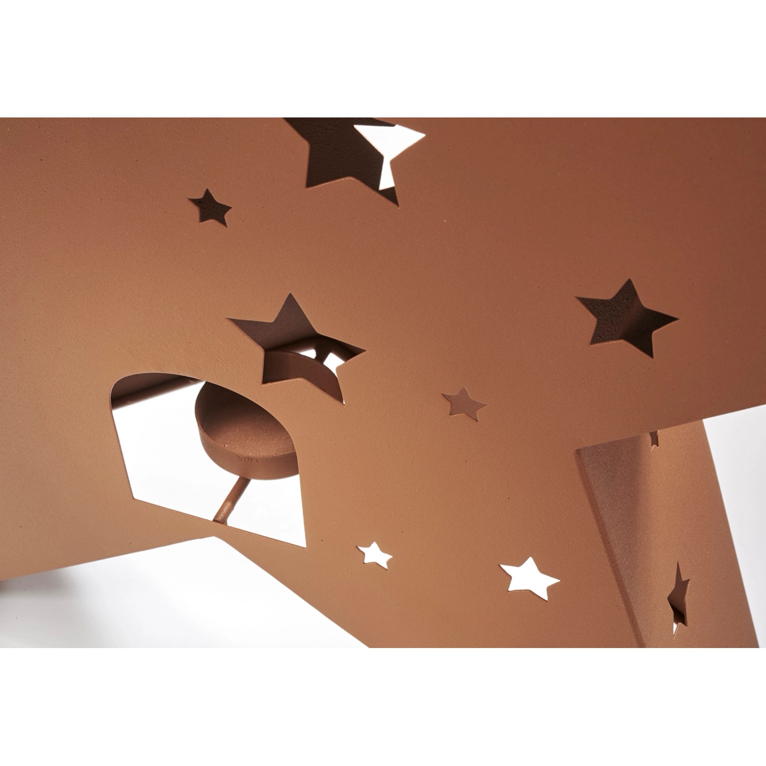 Kobolo Kerzenhalter Stern XL in Rostoptik mit Stern-Ausstanzungen für Teelicht, Weihnachtsdeko.