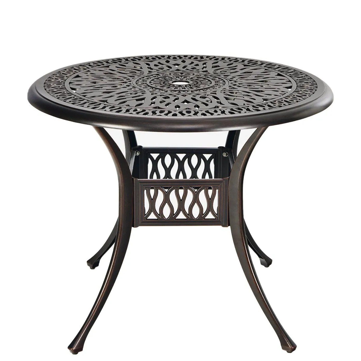 Costway Gartentisch mit Schirmloch Ø 90 cm Runder Balkontisch