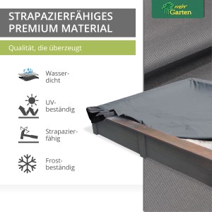 Graue Mehr Garten Sandkasten Abdeckung 122x122cm, wasserdicht und UV-beständig.