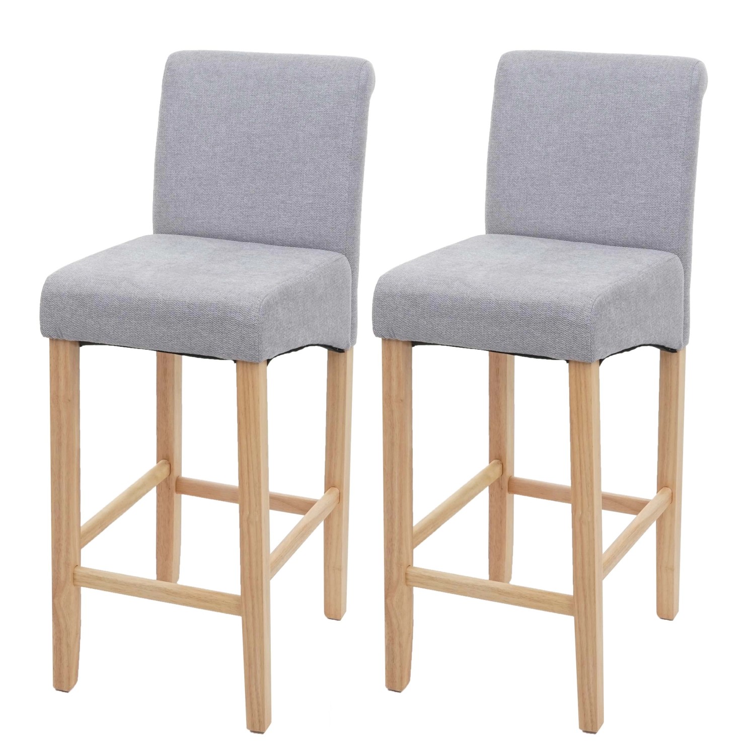 PROREGAL 2er-Set Barhocker Gepolstert Mit Lehne Sitzhöhe 75cm Holz Hellgrau günstig online kaufen