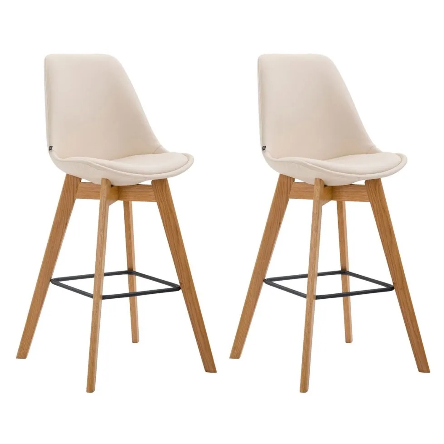 DELUKE 2er Set Barhocker GIKAR Kunstleder Creme 48x56x112cm Barstuhl Mit Lehne Tresenhocker Tresenstuhl