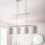 Näve Pendelleuchte Tilde, 4-flammig, grau-weiße Stoffschirme, höhenverstellbar.