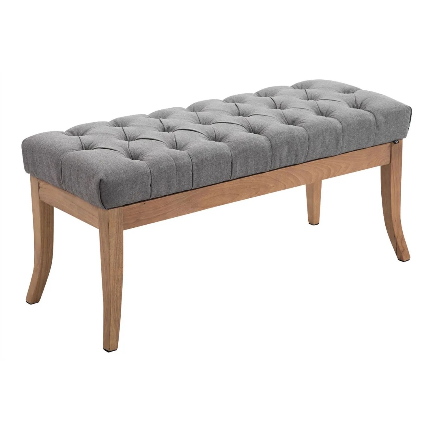 DELUKE Sitzbank CANNES Stoff Grau 100x38x46cm Hellbraun Sitzbank Flur Sitzhocker Esszimmerbank Polsterbank Schlafzimmer
