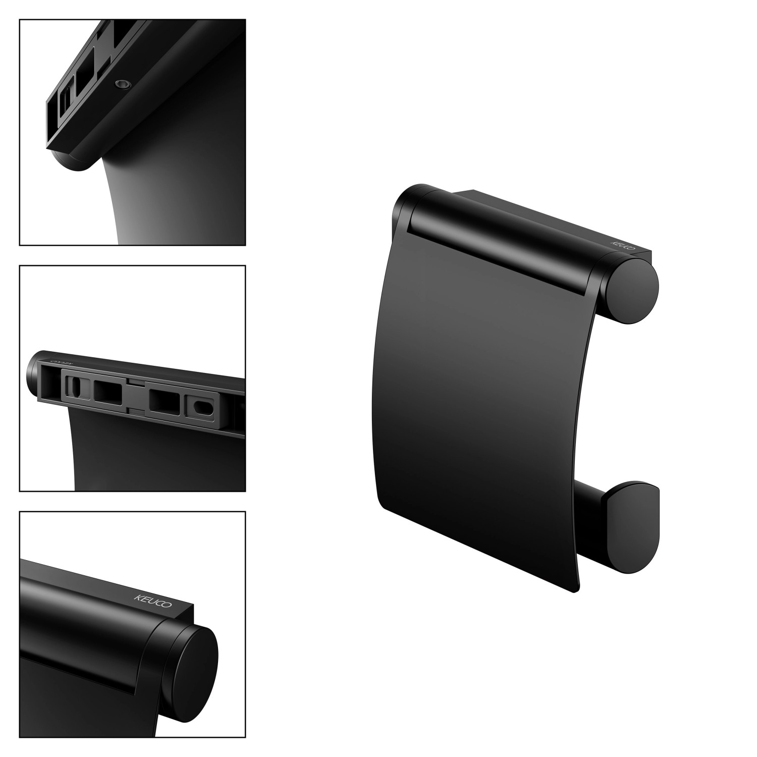 Keuco Plan Black Selection Toilettenpapierhalter mit Deckel, schwarz-matt, für Badaccessoires.