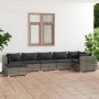 Graues 7-tlg. Garten Lounge Set aus Polyrattan mit anthrazitfarbenen Kissen.
