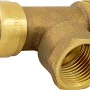 Steck-T-Stück aus Messing, 45 mm, für Rohre. Steckfitting mit drei Ausgängen für Trinkwasser- und Heizungsanlagen.