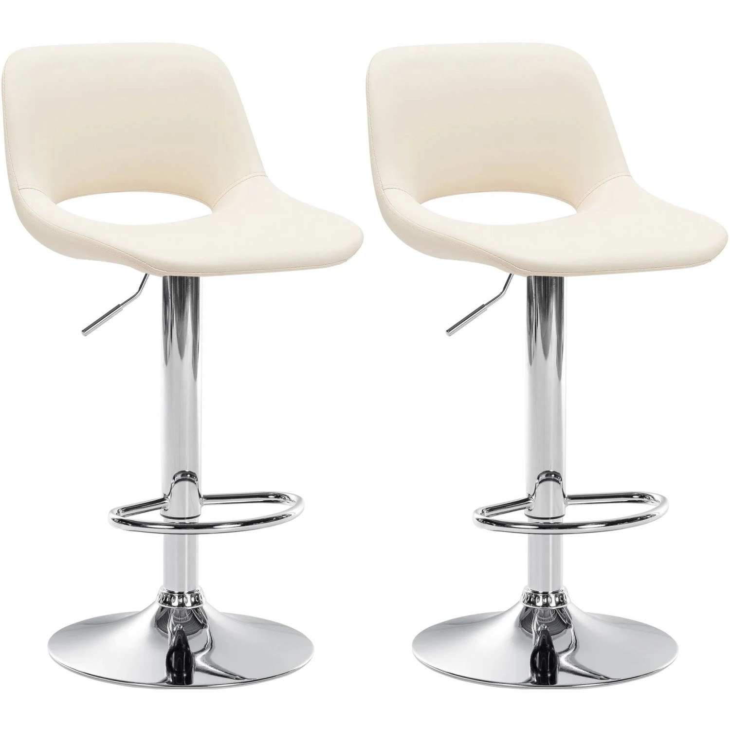 DELUKE Barhocker 2er Set JAKSON Creme Kunstleder Chrom Barstuhl Mit Lehne Tresenhocker Tresenstuhl