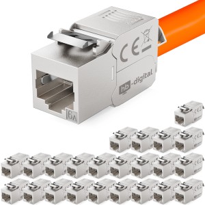hb-digital 24x Keystone Modul CAT 6a RJ45 GHMT-Zertifiziert Werkzeuglos