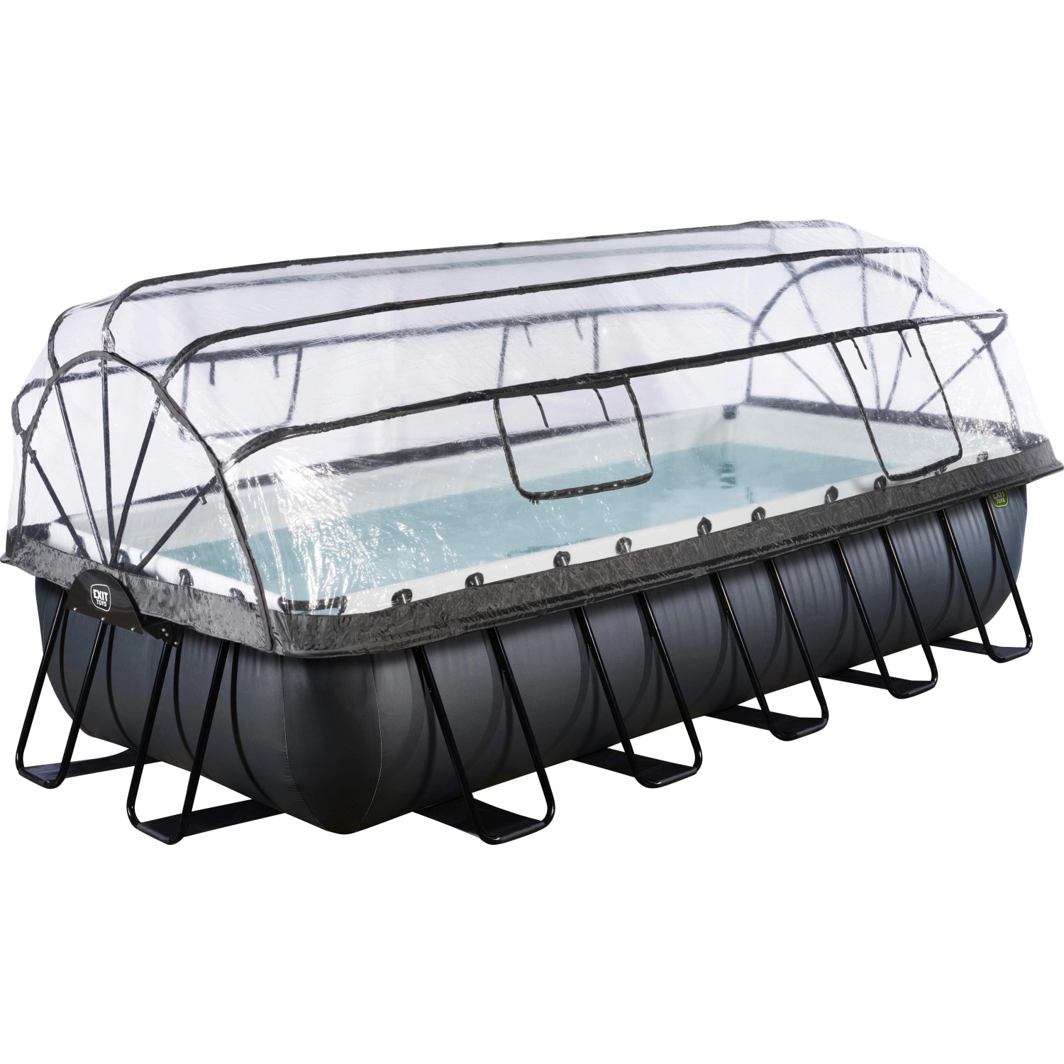 Exit Black Leather Pool Schwarz 540 x 250 x 100 cm m. Sandfilterp. u. Abdeckung