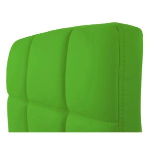 Grüne, gepolsterte Rückenlehne des MCW Esszimmerstuhls Cadiz. Modernes Design aus Kunstleder.