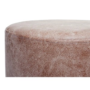 Detailaufnahme: Brauner Sitzhocker/Beistelltisch aus Kunstleder (2er-Set)