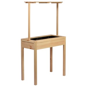 Dobar Hochbeet Florenz aus Holz mit Ablage, 80x40x145cm, Natur