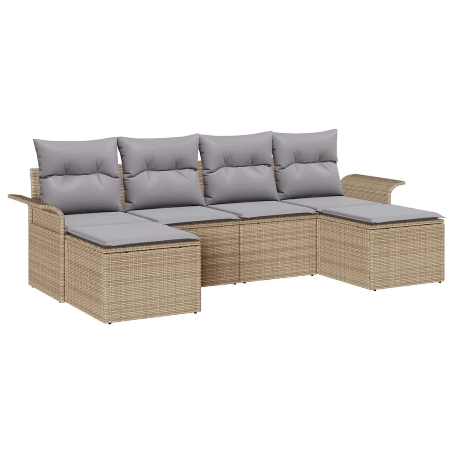 vidaXL Garten-Sofa-Set mit Kissen 6-Tlg Beige Poly Rattan 3345470 günstig online kaufen