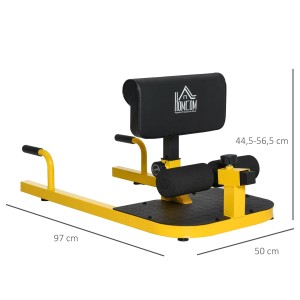 HOMCOM Sissy Squat Trainer in Gelb und Schwarz für Kniebeugen und Fitnessübungen.