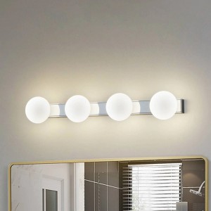 Moderne Lucande LED Bad Wandleuchte Myrra, 4-flammig, Chrom, spritzwassergeschützt.