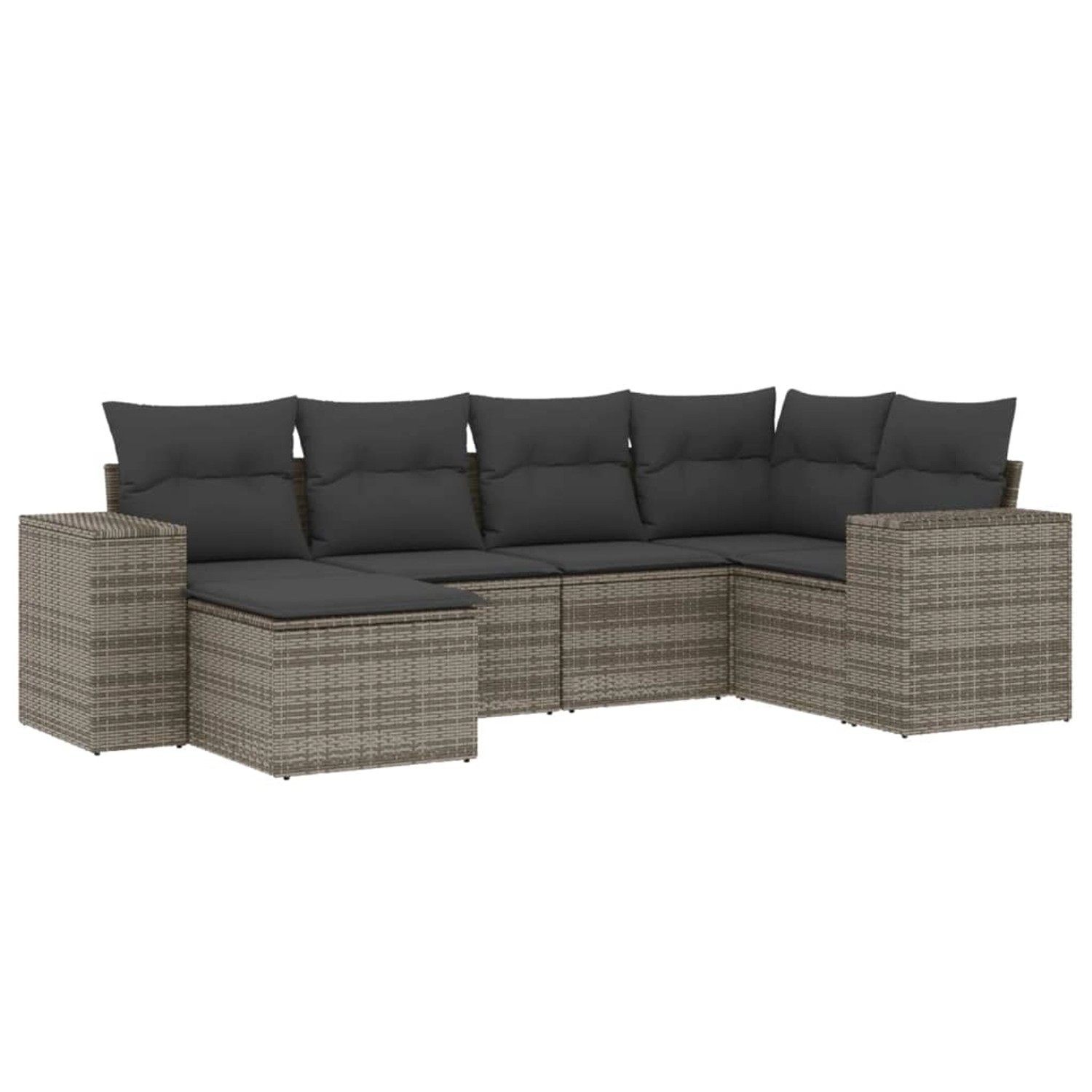 vidaXL 6-Tlg Garten-Sofagarnitur mit Kissen Grau Poly Rattan 3255197 günstig online kaufen