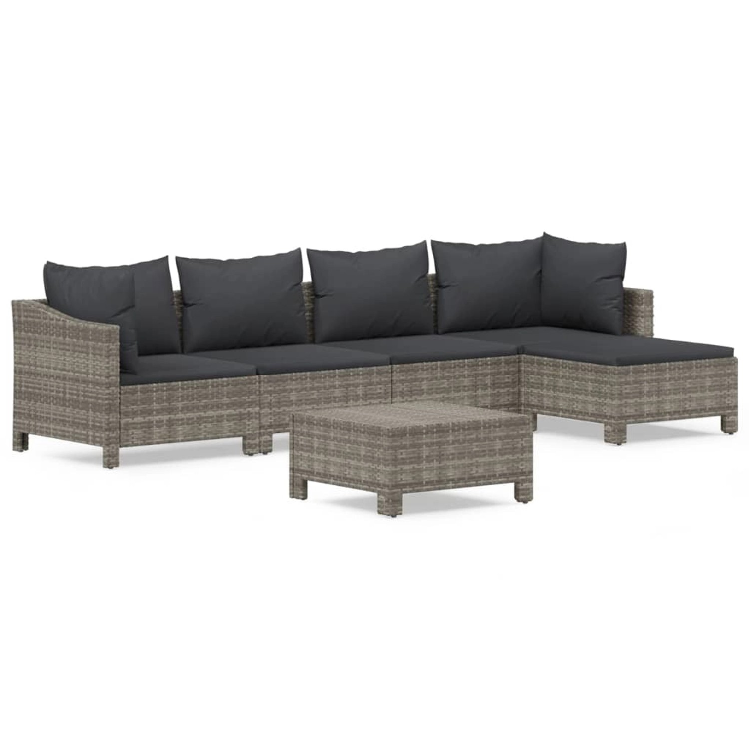 Vidaxl 6-tlg. Garten-lounge-set Mit Kissen Grau Poly Rattan günstig online kaufen