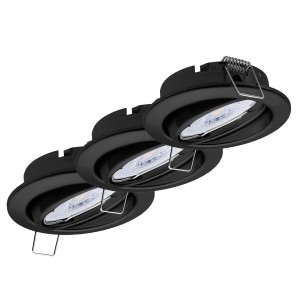 3er Set schwarze Einbauspots mit LED Modul, dimmbar, für Lampen & Leuchten.