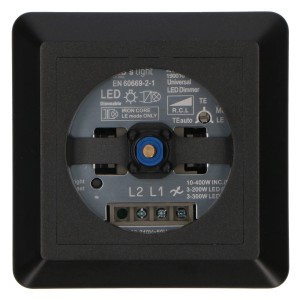 Schwarze LED`s light Drehschalter Abdeckung, Detailansicht der Anschlüsse und Einstellungen.