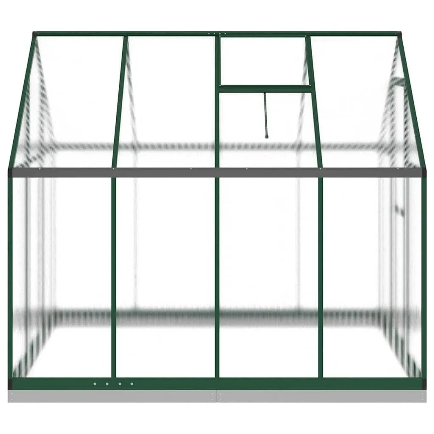 Grünes vidaXL Gewächshaus 224x169x202 cm mit Aluminiumrahmen, transparenten Platten und Fundament.