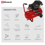 Einhell TC-AC 420/50/10 V Kompressor: Roter Druckluftkompressor mit Zubehör-Anwendungsbeispielen.