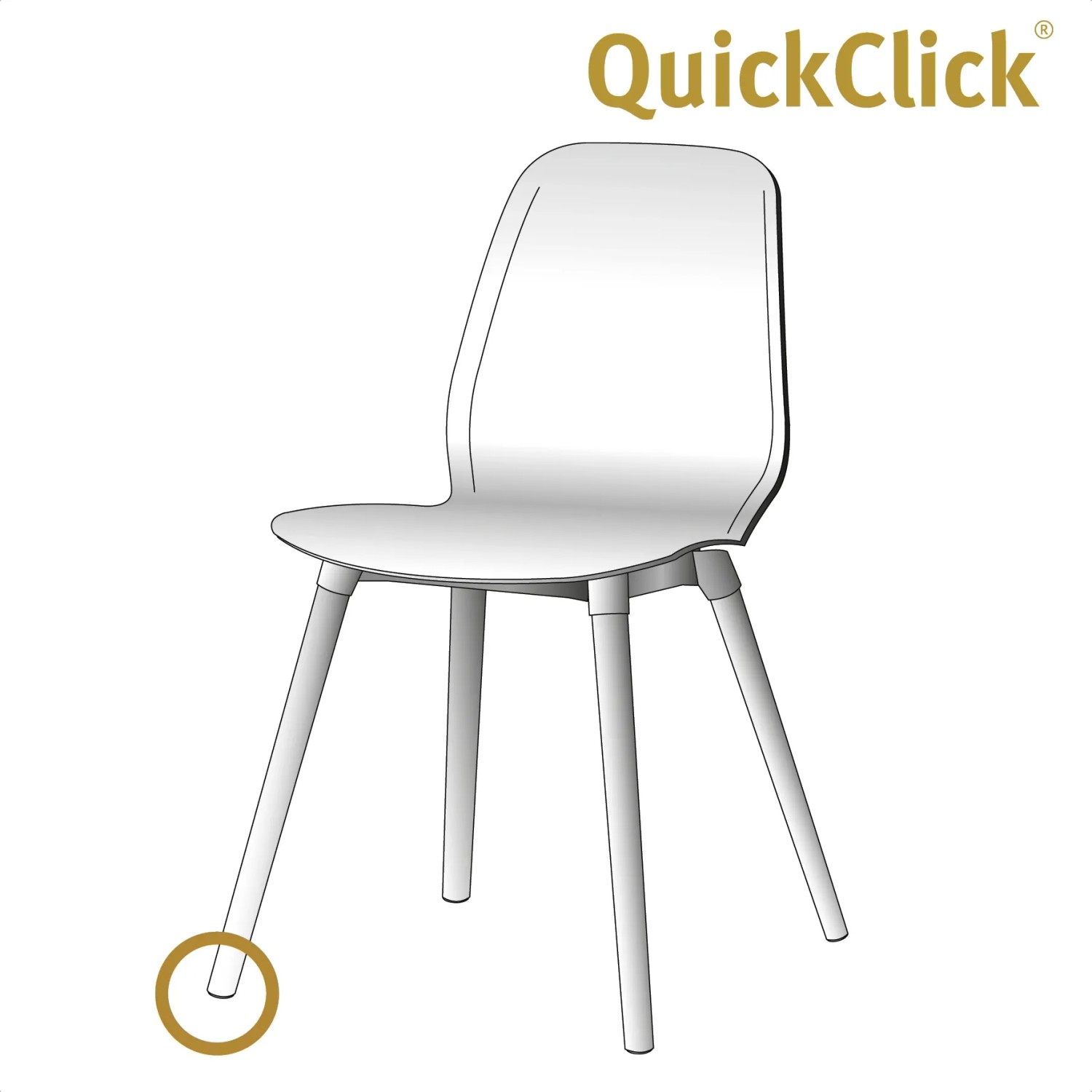 Wagner QuickClick Filzgleiter unter Stuhlbein, Möbelgleiter für empfindliche Böden.