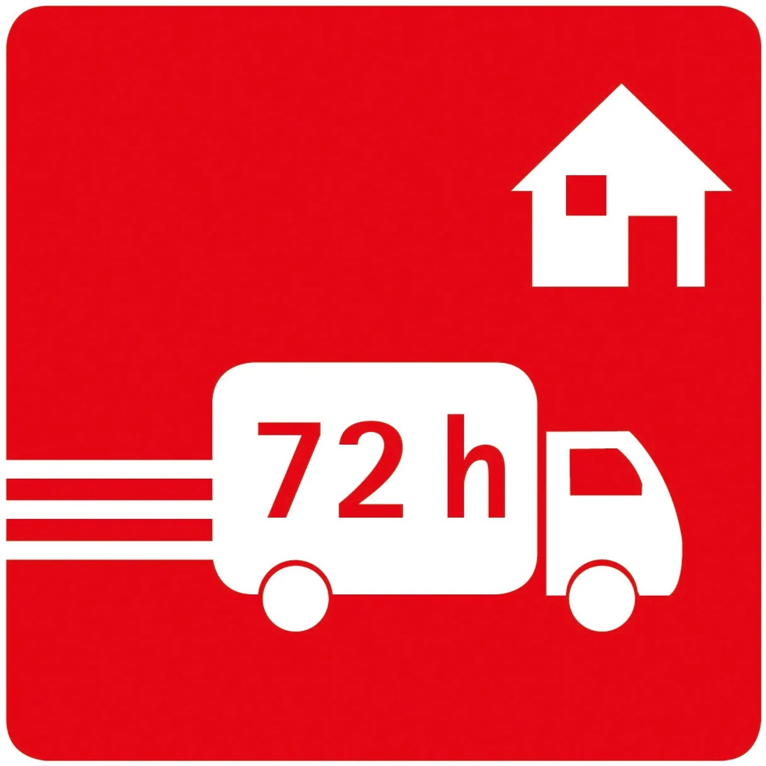 Symbol: Lieferung der Duschkabine innerhalb von 72 Stunden.