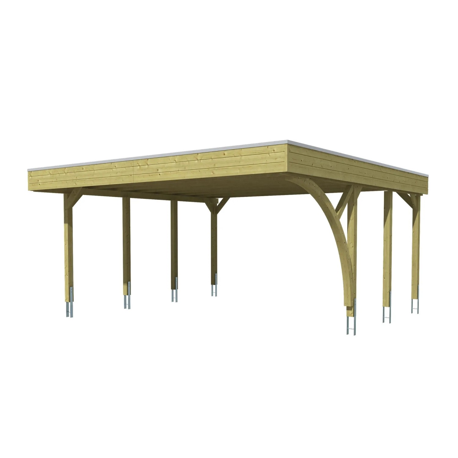 Skan Holz Carport-Set Friesland G mit Einfahrtsbogen 546 cm x 555 cm Grün