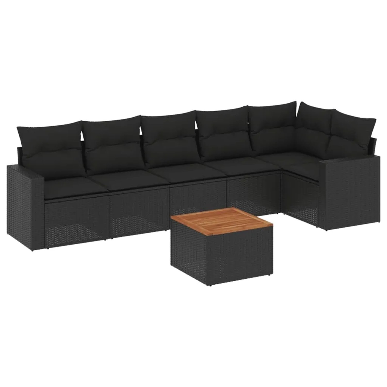 vidaXL 7-Tlg Garten-Sofagarnitur mit Kissen Schwarz Poly Rattan 3256461 günstig online kaufen