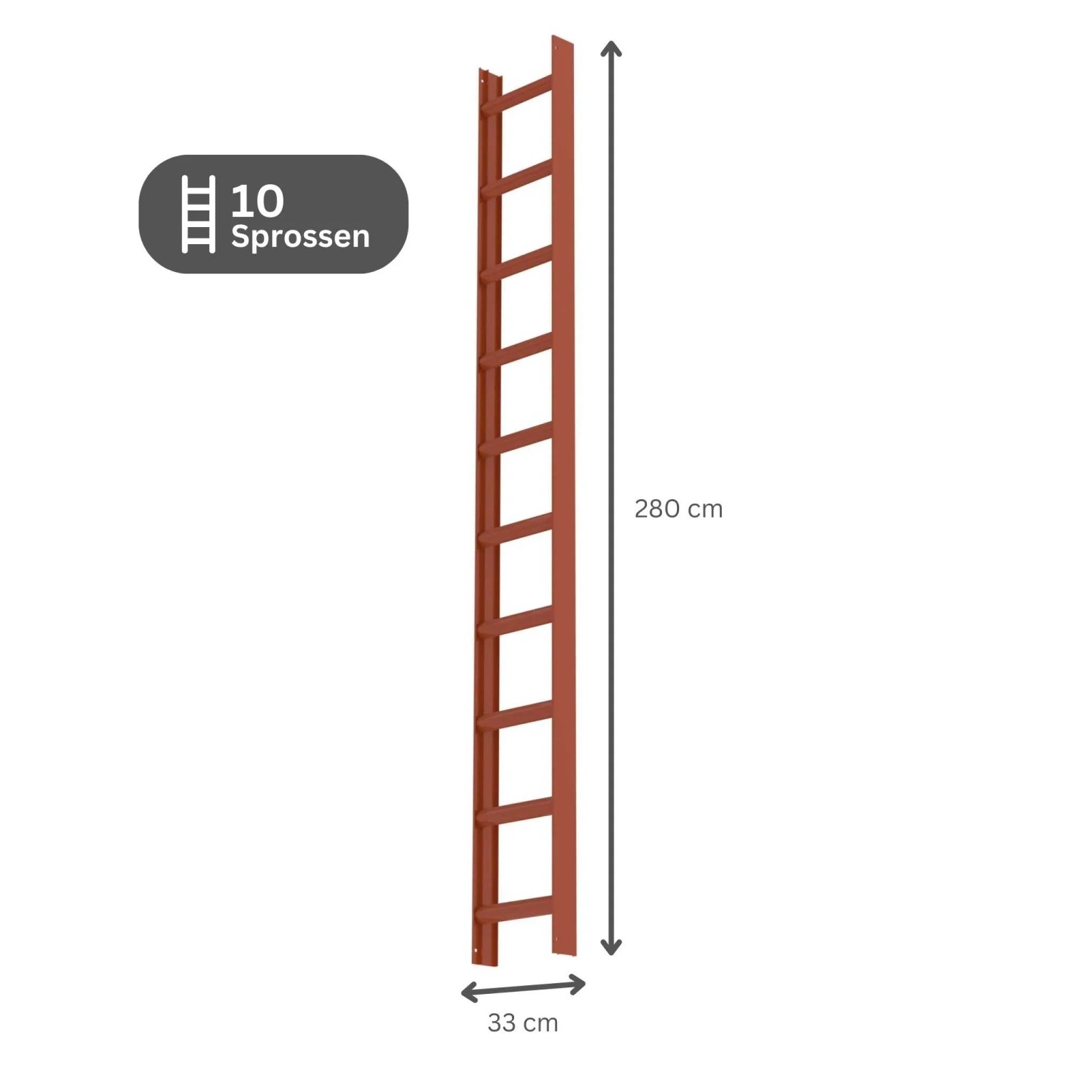 PROREGAL Dachleiter, rotbraun, mit 10 Sprossen. Leiter für Dächer.