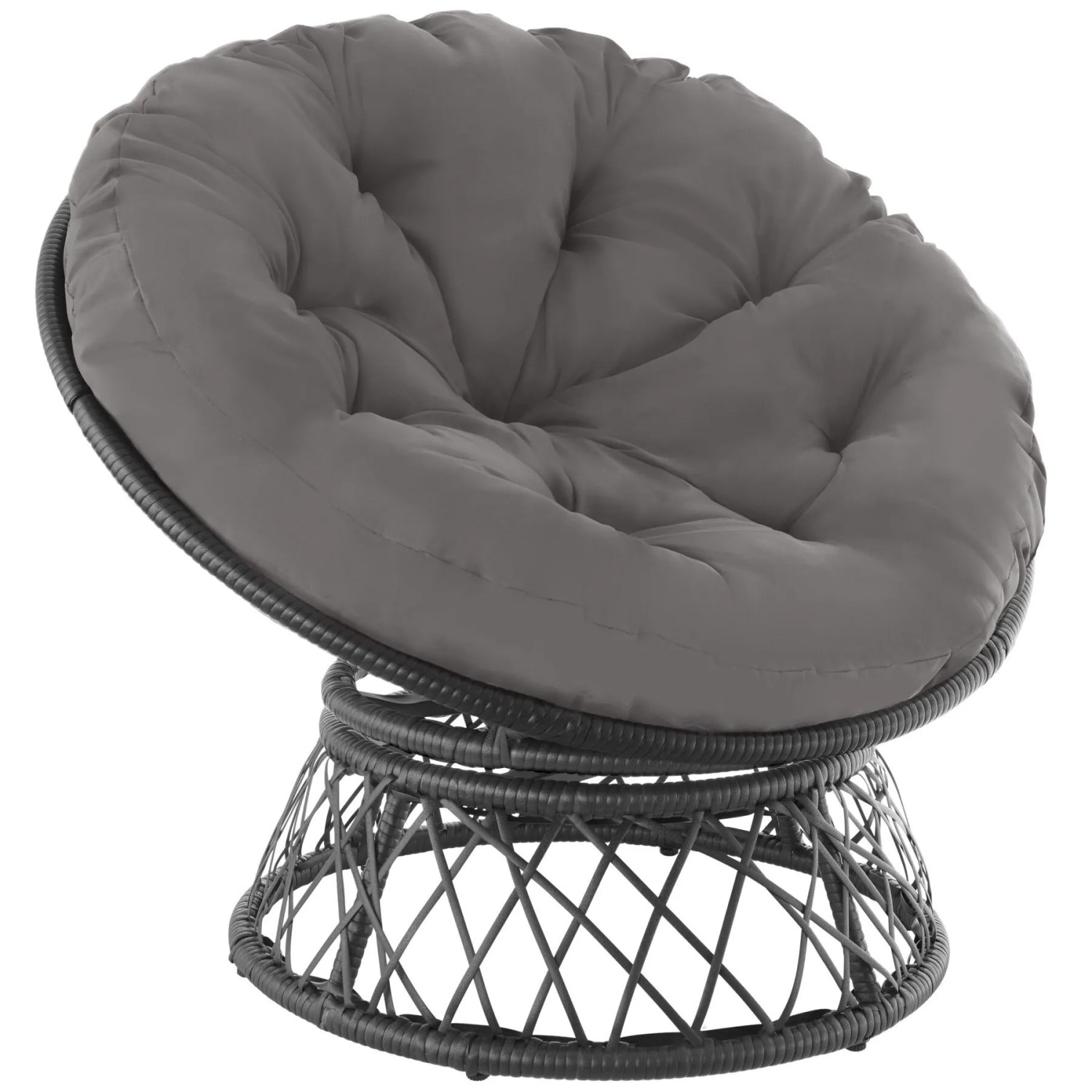 Tectake Rattansessel Gargano Drehbar Widerstandsfähig  92 x 80 x 80 50 cm Schwarz