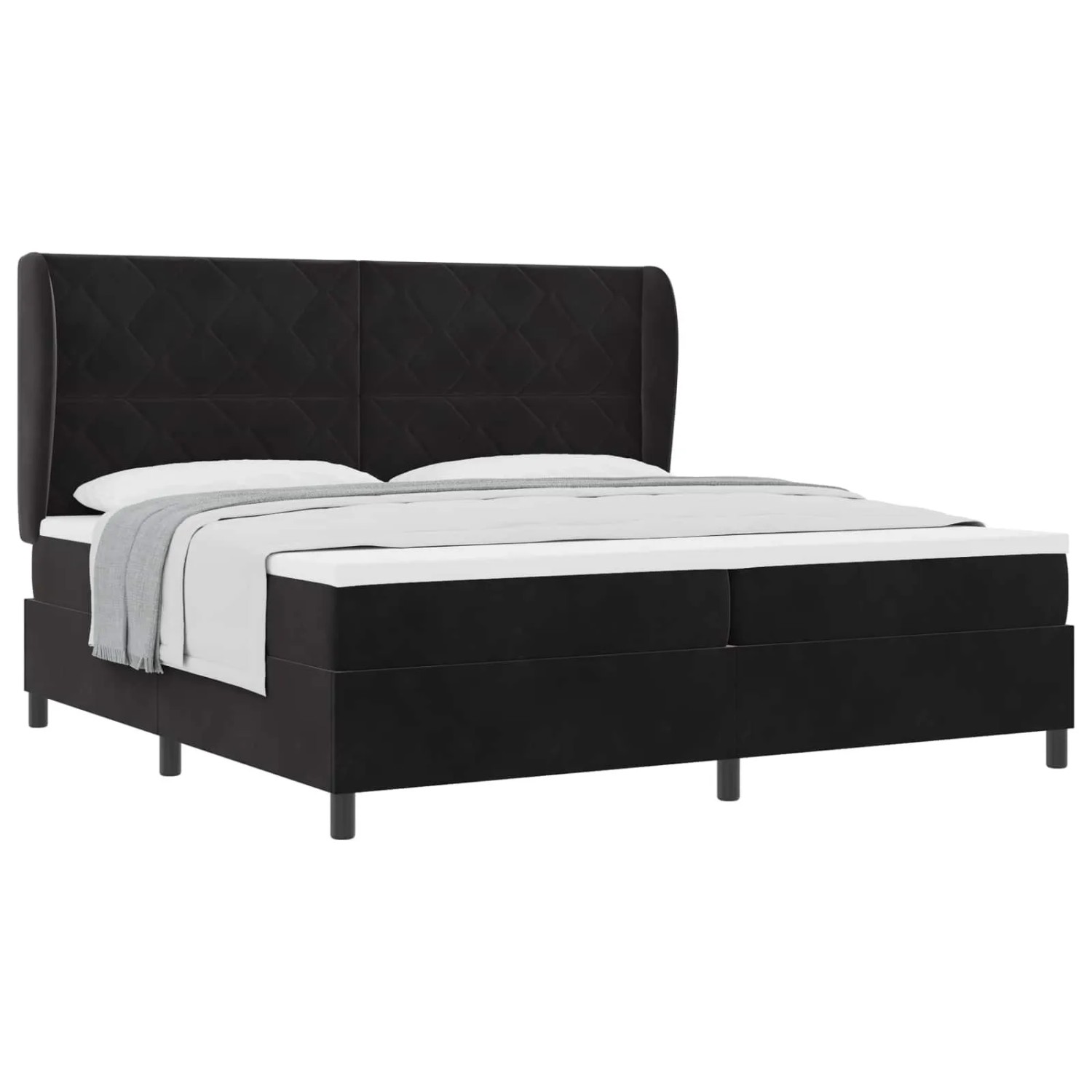 vidaXL Boxspringbett mit Matratze Schwarz 200 x 200 cm Polyester 3341002