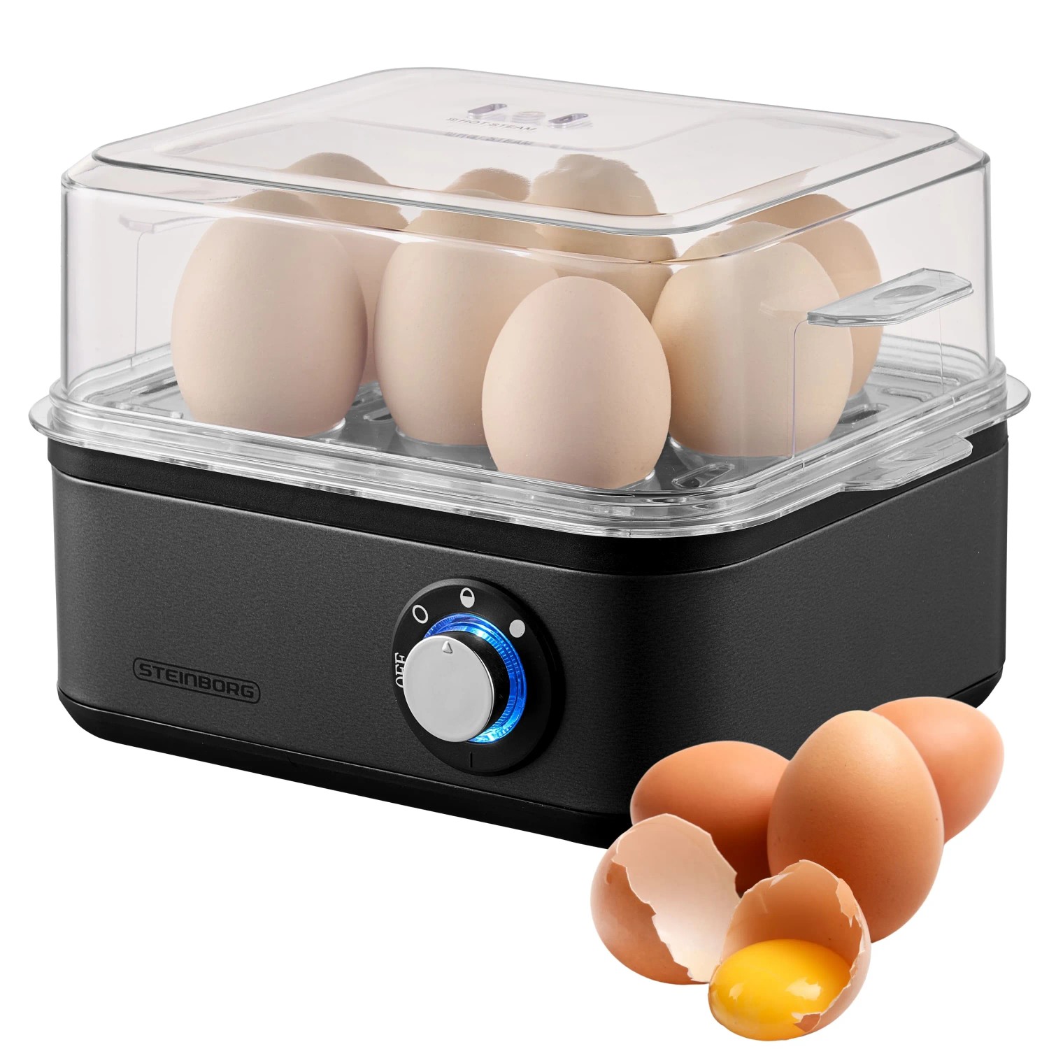Steinborg SB-2630 Eierkocher für 1 bis 8 Eier Dampfauslass 500 Watt