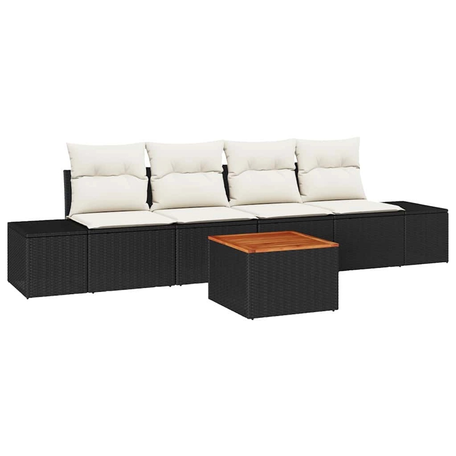 vidaXL Garten-Sofa-Set 5-Tlg Schwarz Weiß 3356556 günstig online kaufen