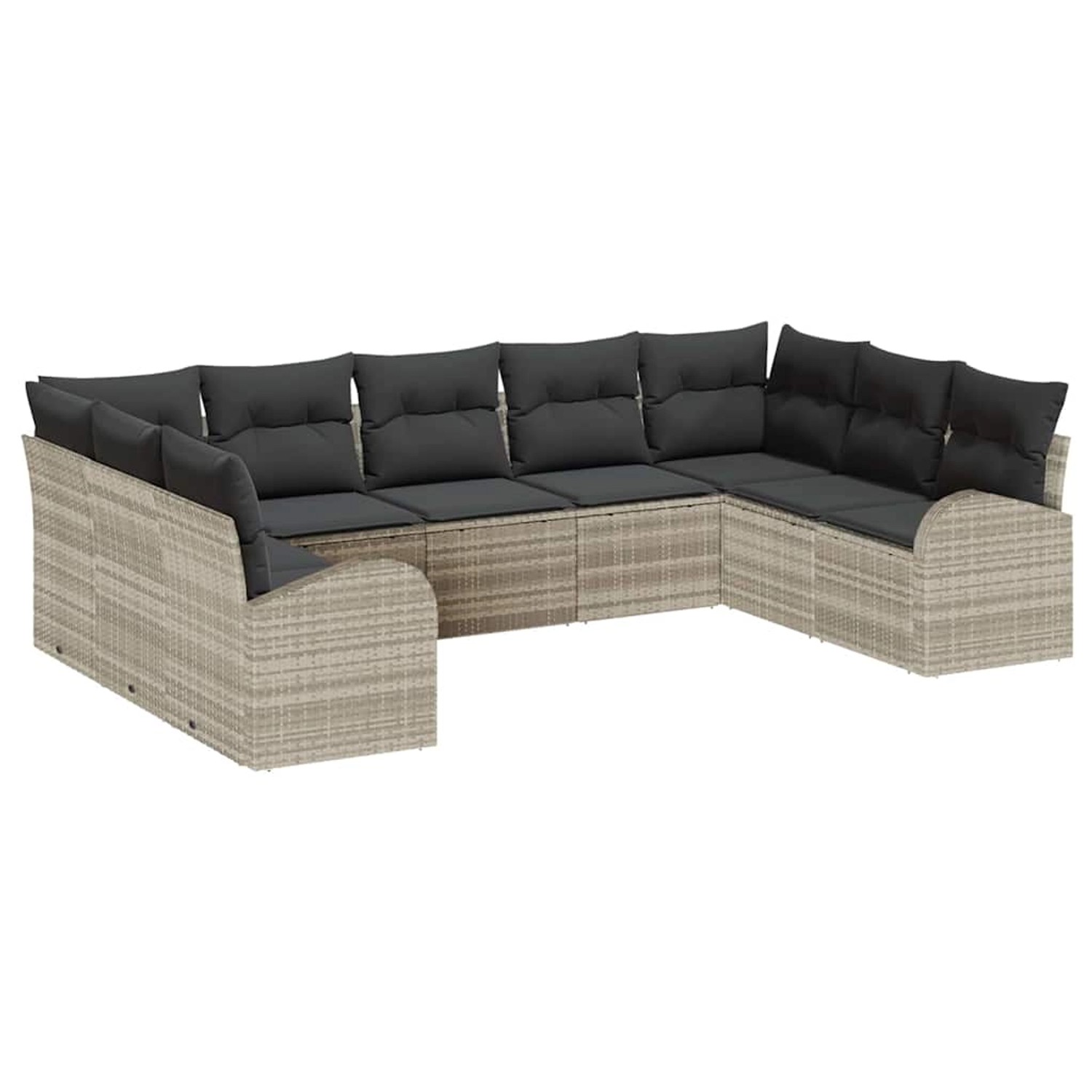 vidaXL Garten-Sofa-Set 9-Tlg Hellgrau Poly Rattan 3346202 günstig online kaufen