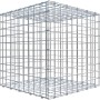 Leere Gabiona C-Ring-Gabione, 50x50x50 cm, Maschenweite 5x5 cm, aus verzinktem Draht.