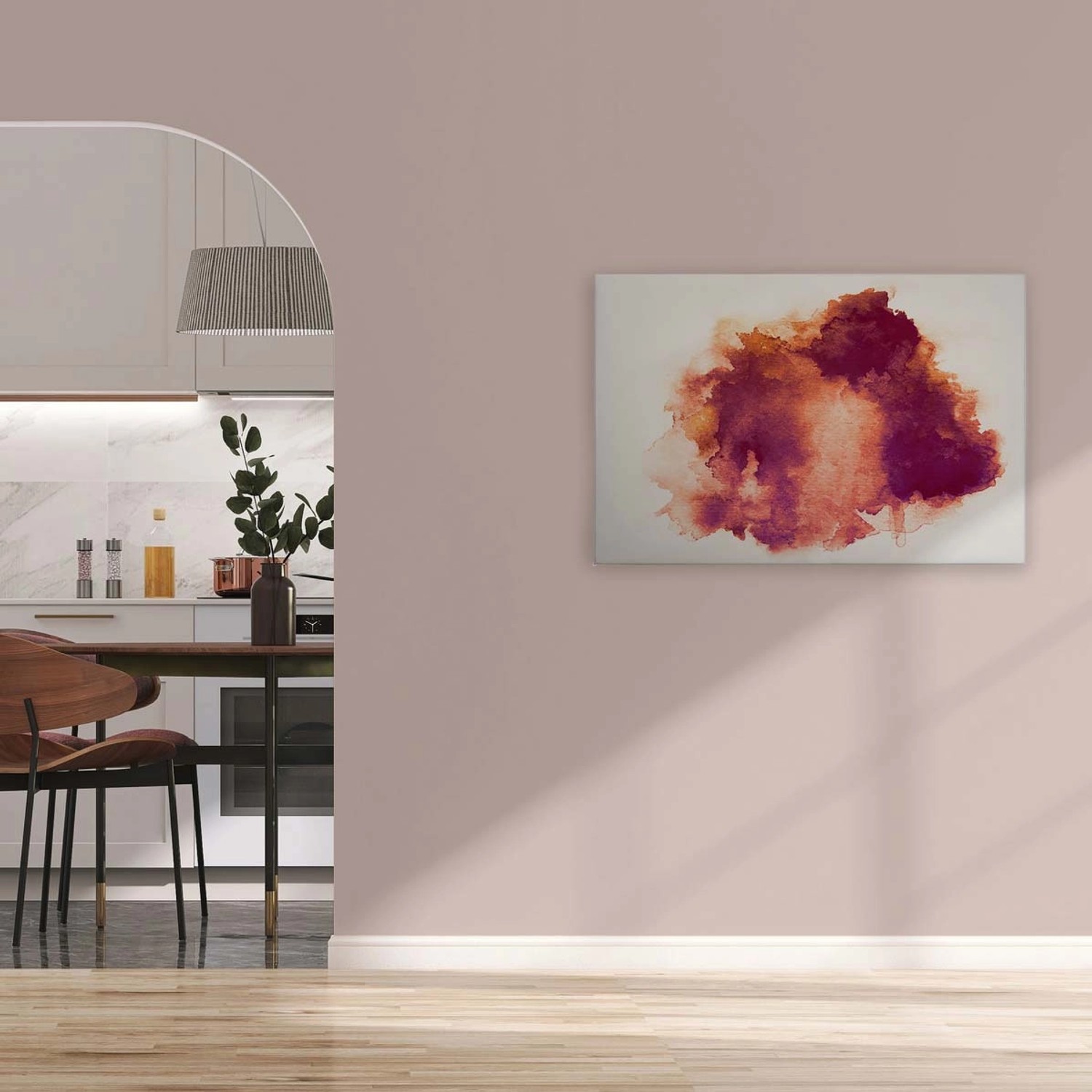 Bricoflor Farbklecks Leinwandbild In Orange Rot Aquarell Wandbild In 120 X 80 Cm Für Küche Und Wohnzimmer Wasserfarben B