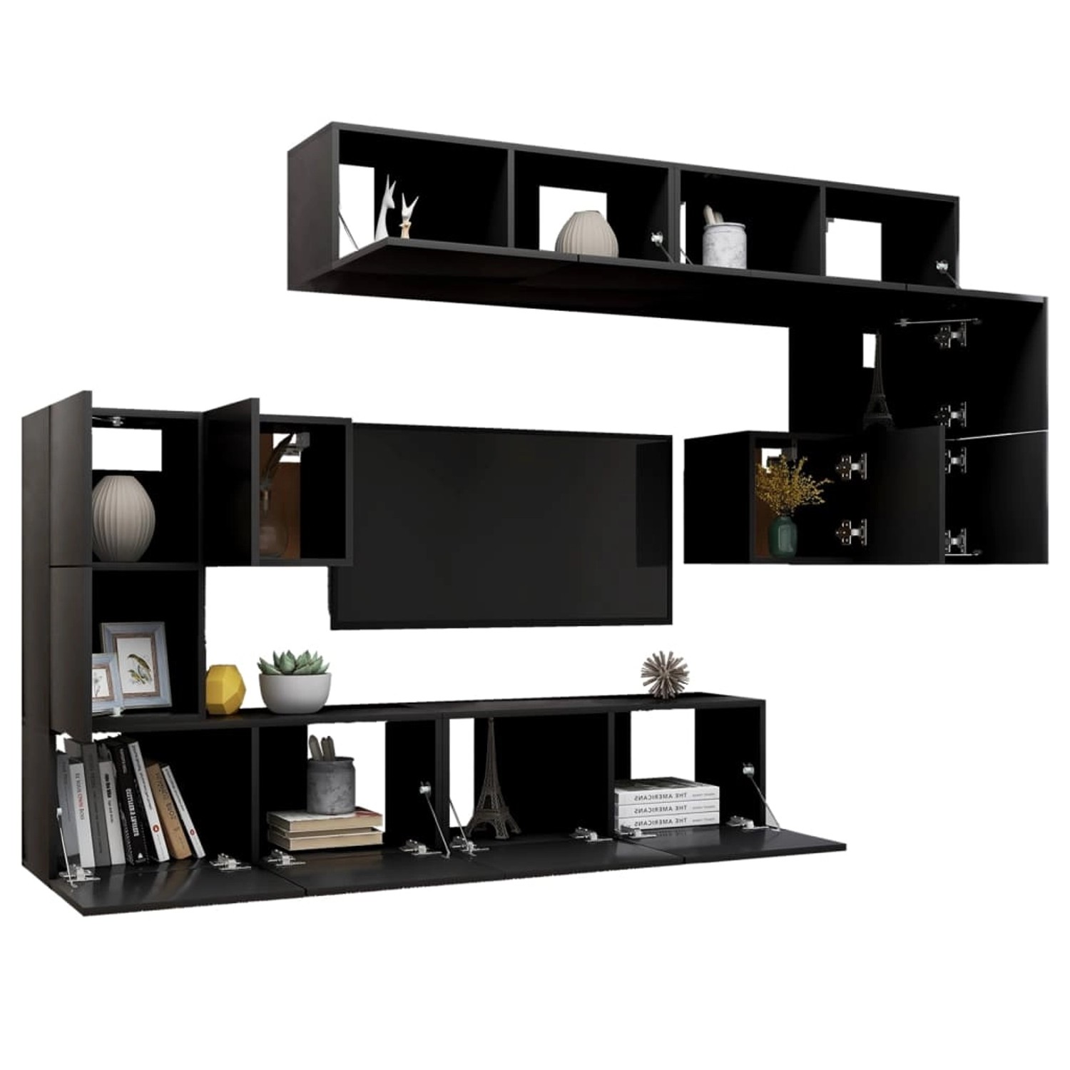 VidaXL 8-tlg. TV-Schrank-Set Schwarz Holzwerkstoff  Modell 17 günstig online kaufen