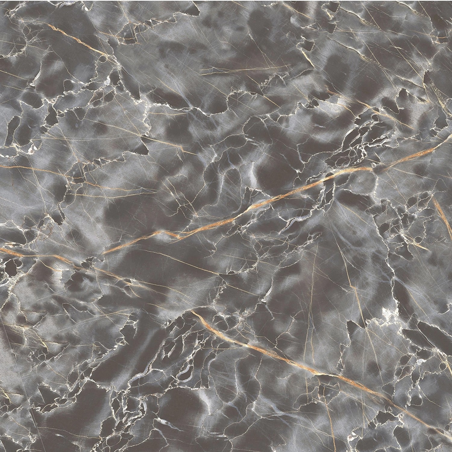 Bodenfliese Wave, Feinsteinzeug in Marmoroptik, grau glasiert und poliert, 60x60 cm.