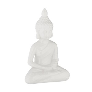 Relaxdays Buddha Figur Keramik Weiß Wetterfest Frostsicher 17 cm 280 g