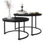ML-Design Couchtisch 2er Set, schwarz matt, MDF-Platte. Runde Wohnzimmertische im Industrial Style.
